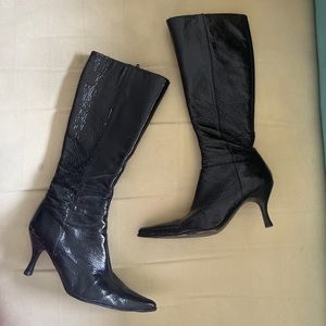 Black Patent Leather Knee High Boots